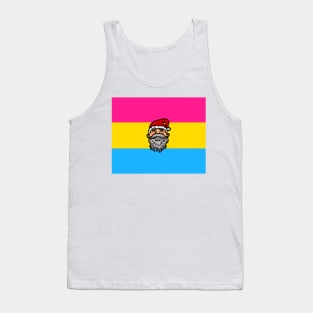 Drawing of Santa Claus face on Pansexual pride flag background t Tank Top